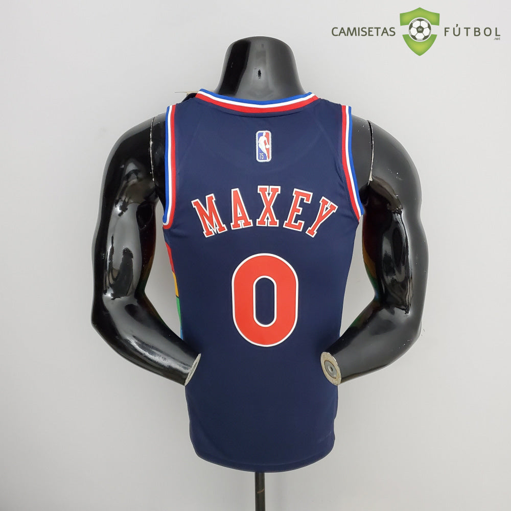Camiseta Philadelphia 76Ers 21-22 - Tyrese Maxey 0 Azul Marino Nba