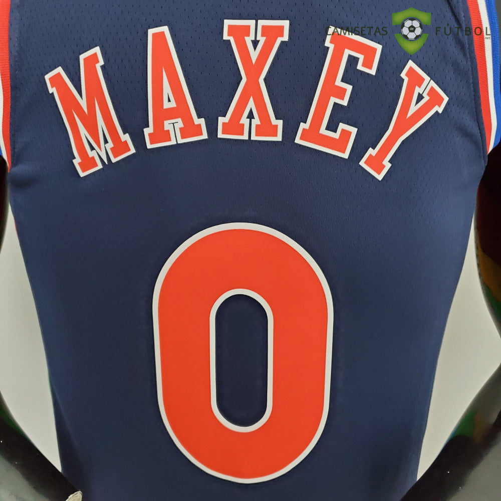 Camiseta Philadelphia 76Ers 21-22 - Tyrese Maxey 0 Azul Marino Nba
