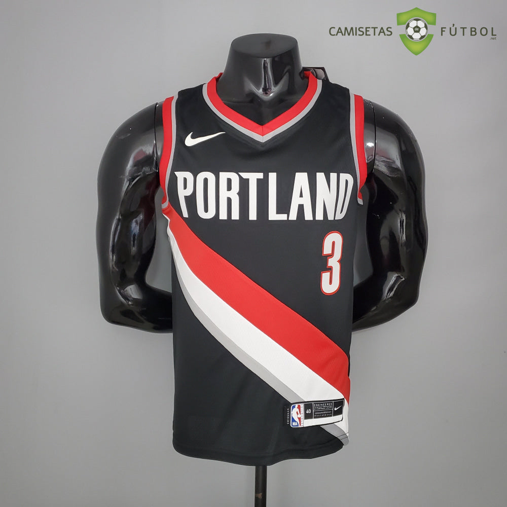 Camiseta Portland Trail Blazers 21-22 - C. J. Mccollum 3 Negro Rojo Nba