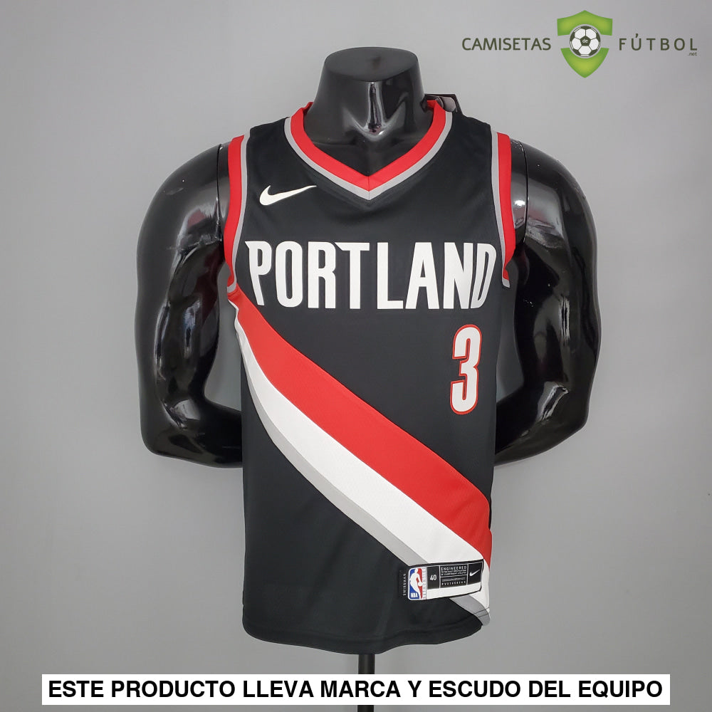 Camiseta Portland Trail Blazers 21-22 - C. J. Mccollum 3 Negro Rojo Nba