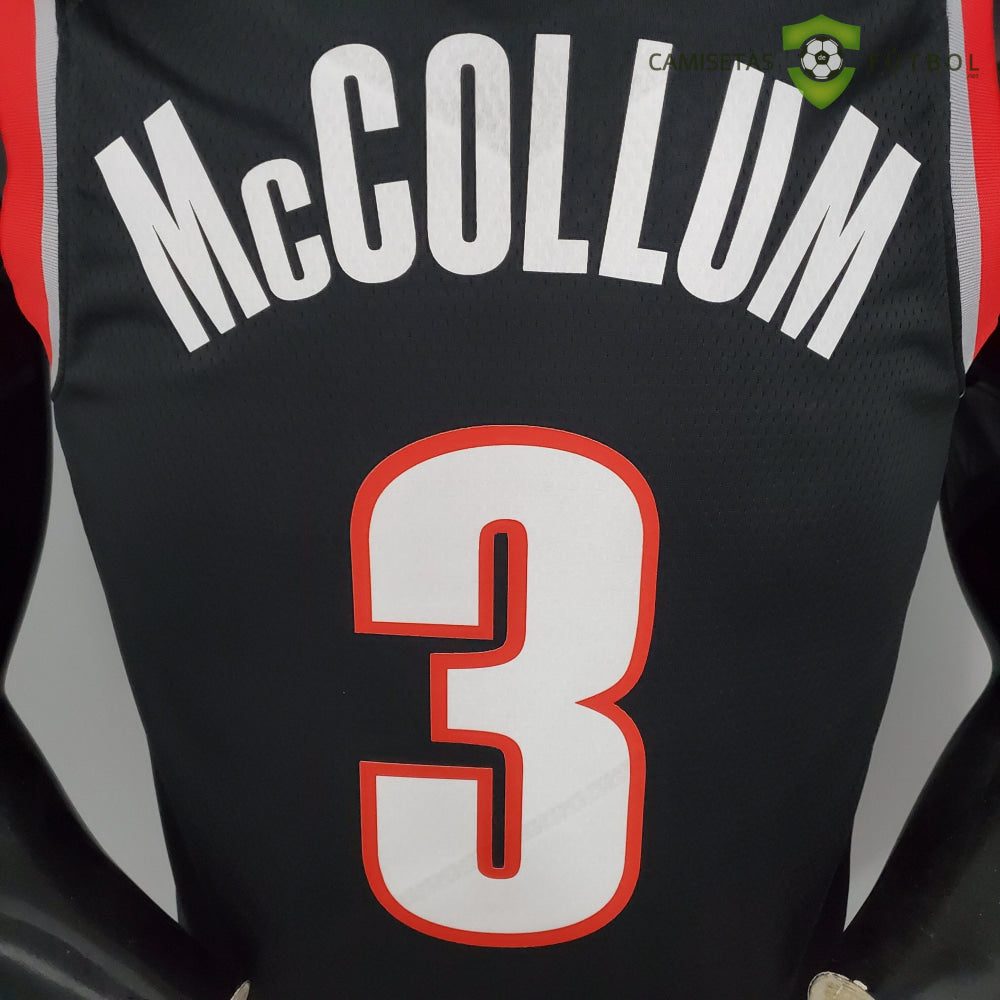 Camiseta Portland Trail Blazers 21-22 - C. J. Mccollum 3 Negro Rojo Nba