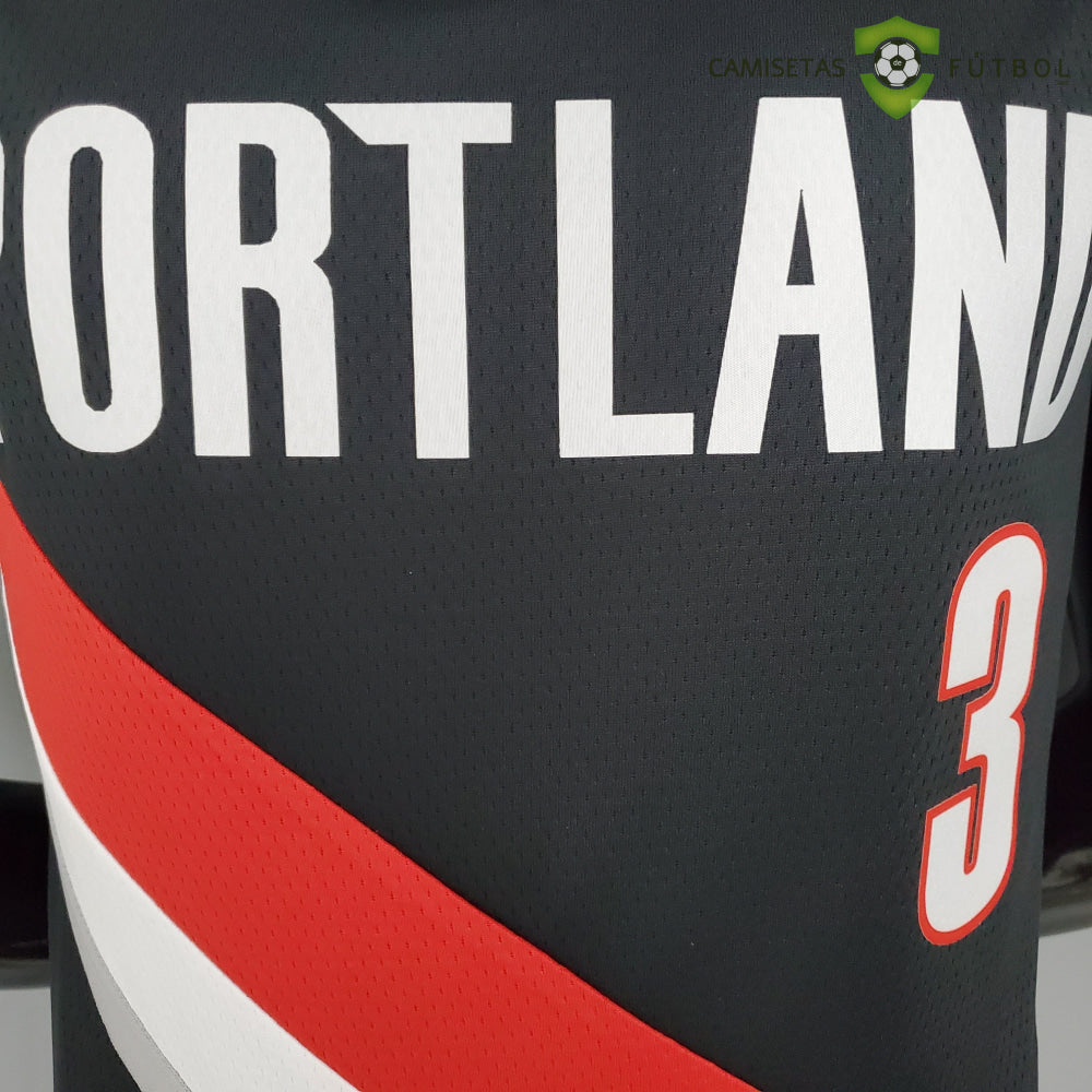 Camiseta Portland Trail Blazers 21-22 - C. J. Mccollum 3 Negro Rojo Nba