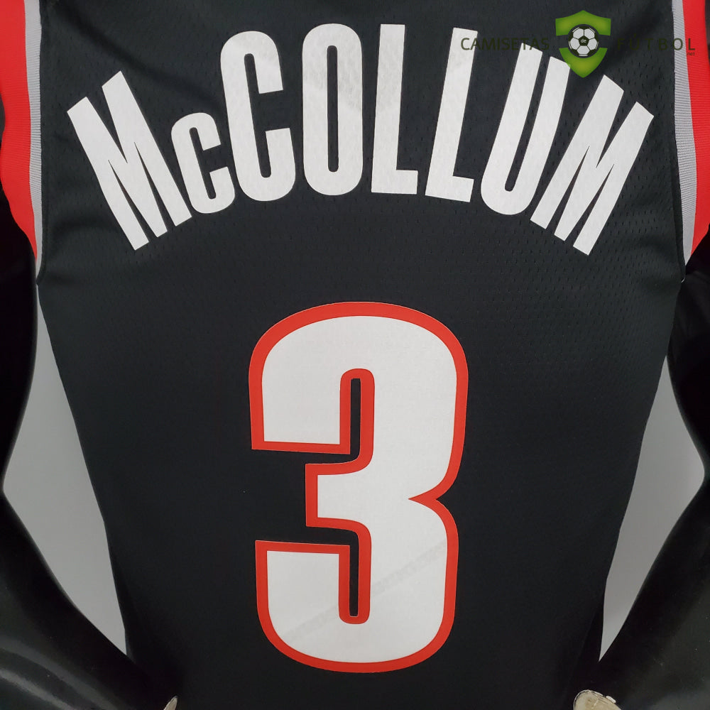 Camiseta Portland Trail Blazers 21-22 - C. J. Mccollum 3 Negro Rojo Nba
