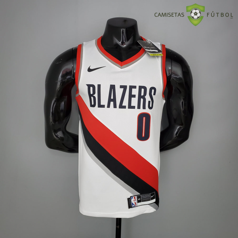 Camiseta Portland Trail Blazers 21-22 - Damian Lillard 0 Blanco Nba
