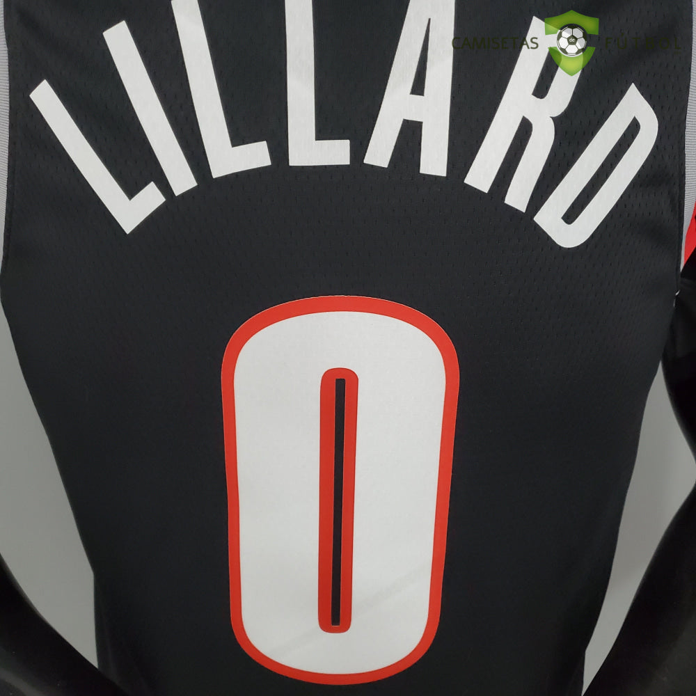 Camiseta Portland Trail Blazers 21-22 - Damian Lillard 0 Negro Rojo Nba