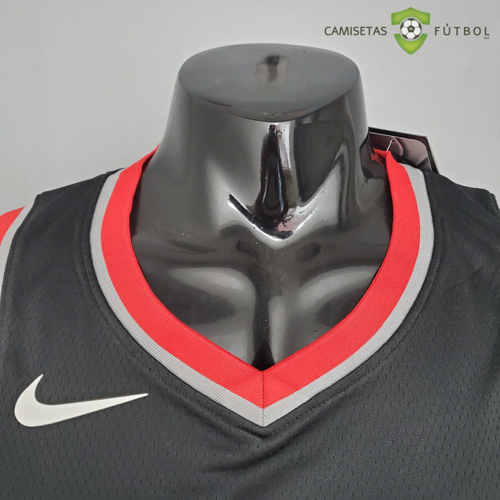 Camiseta Portland Trail Blazers 21-22 - Damian Lillard 0 Negro Rojo Nba