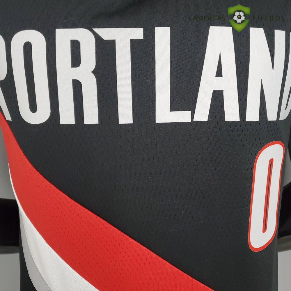 Camiseta Portland Trail Blazers 21-22 - Damian Lillard 0 Negro Rojo Nba
