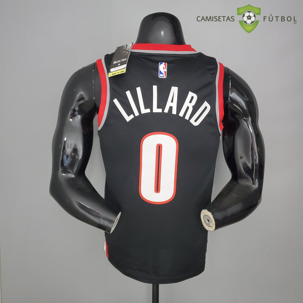 Camiseta Portland Trail Blazers 21-22 - Damian Lillard 0 Negro Rojo Nba