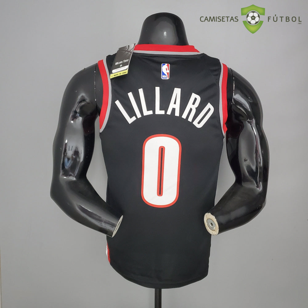 Camiseta Portland Trail Blazers 21-22 - Damian Lillard 0 Negro Rojo Nba