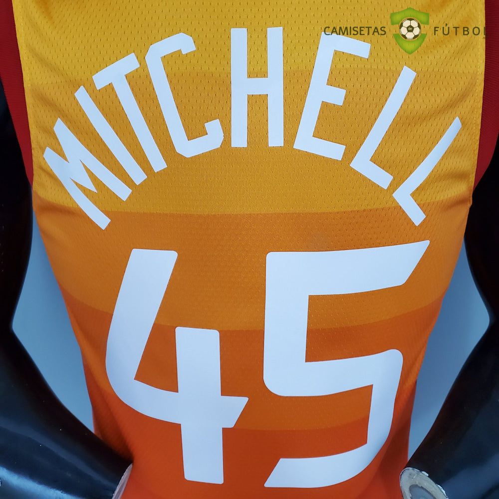 Camiseta Utah Jazz 21-22 - Donovan Mitchell 45 Amarillo Rojo Nba