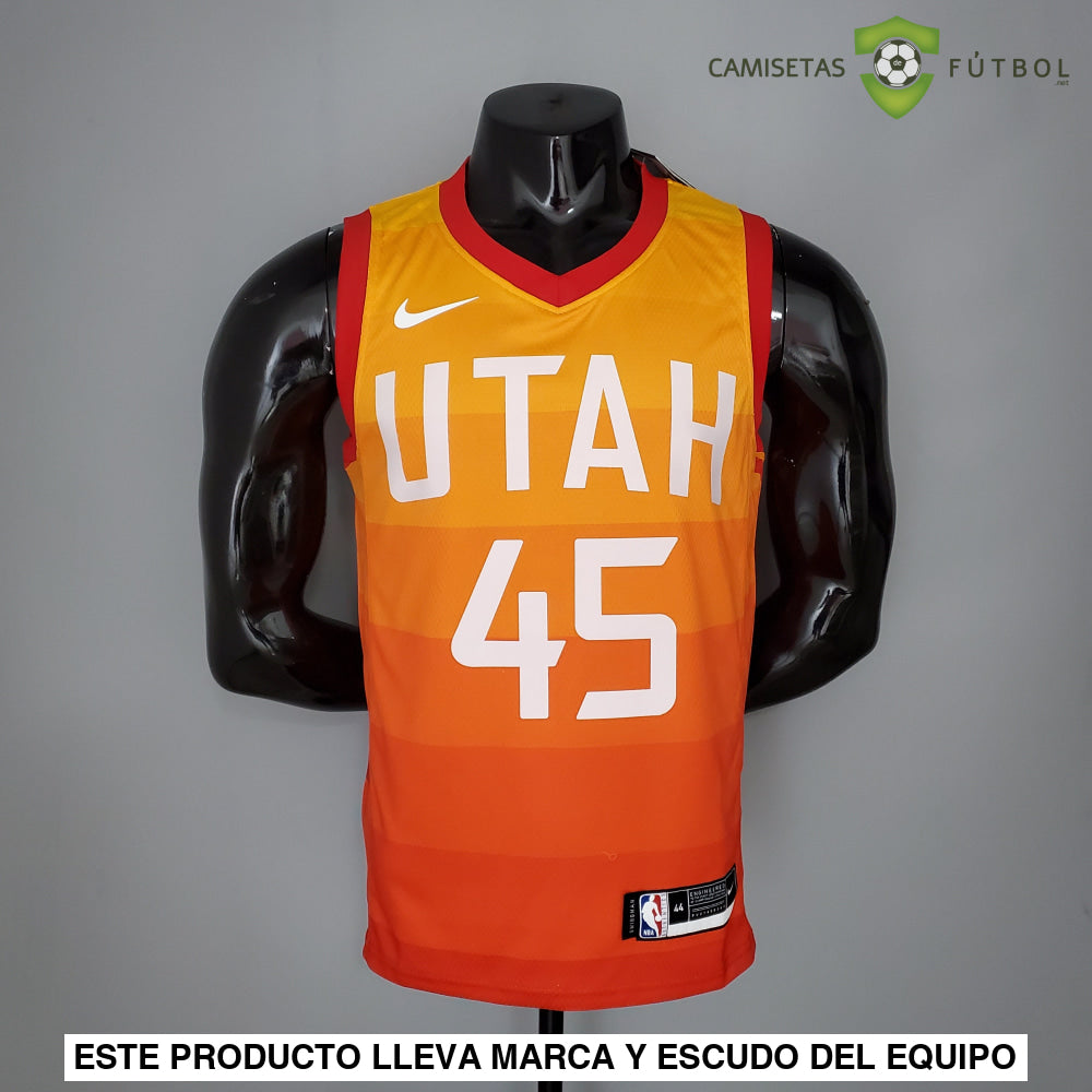 Camiseta Utah Jazz 21-22 - Donovan Mitchell 45 Amarillo Rojo Nba