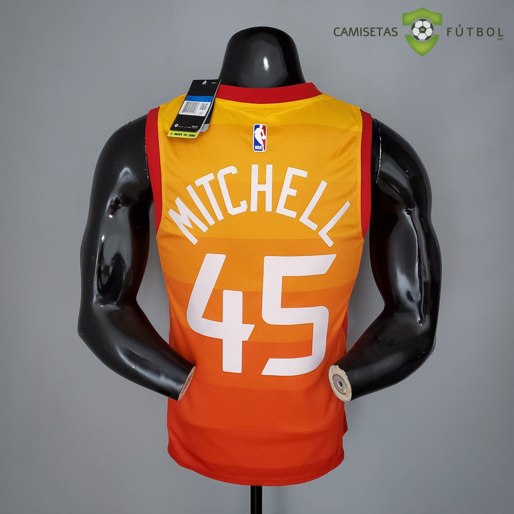 Camiseta Utah Jazz 21-22 - Donovan Mitchell 45 Amarillo Rojo Nba