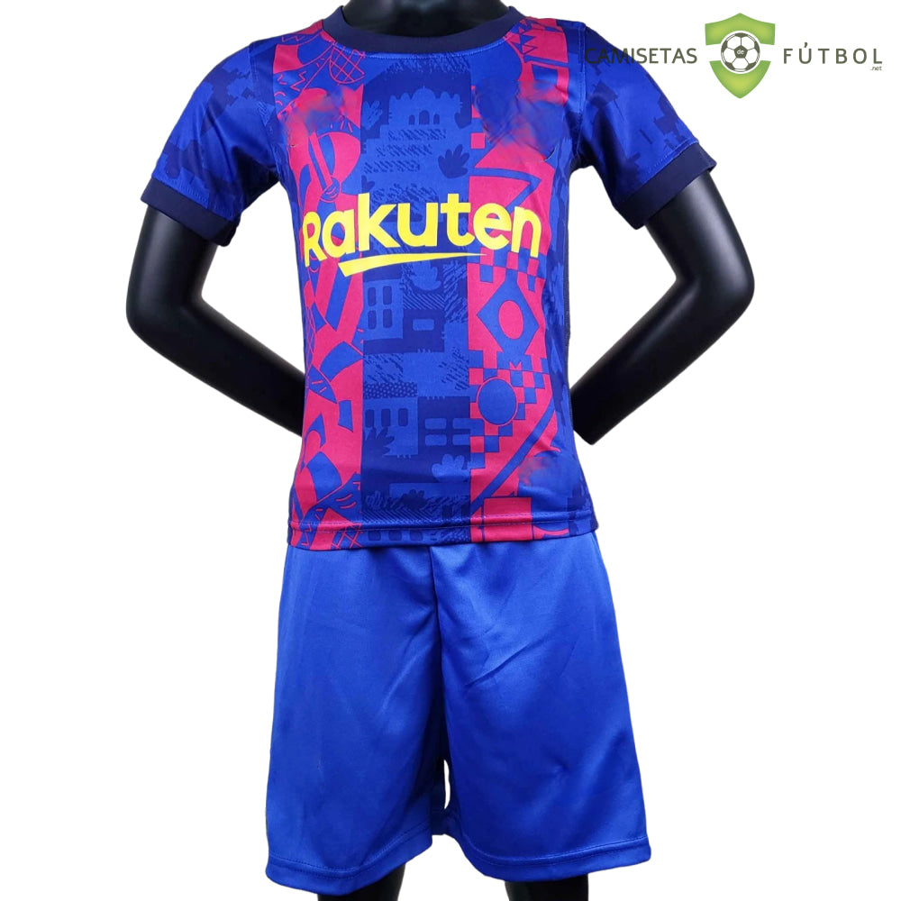 Equipación Barcelona 21-22 Versión Champions Personalizada Niño (Entrega En 24-72 Horas) Parche