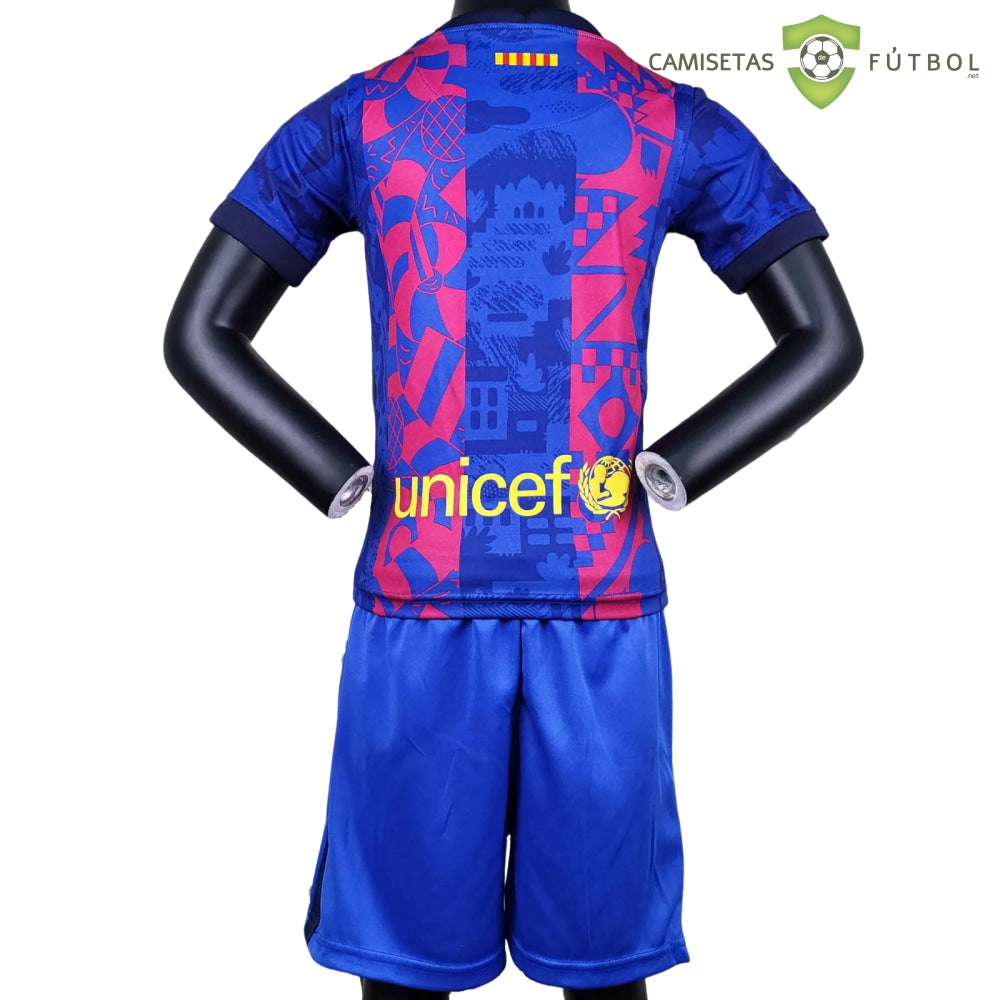 Equipación Barcelona 21-22 Versión Champions Personalizada Niño (Entrega En 24-72 Horas) Parche